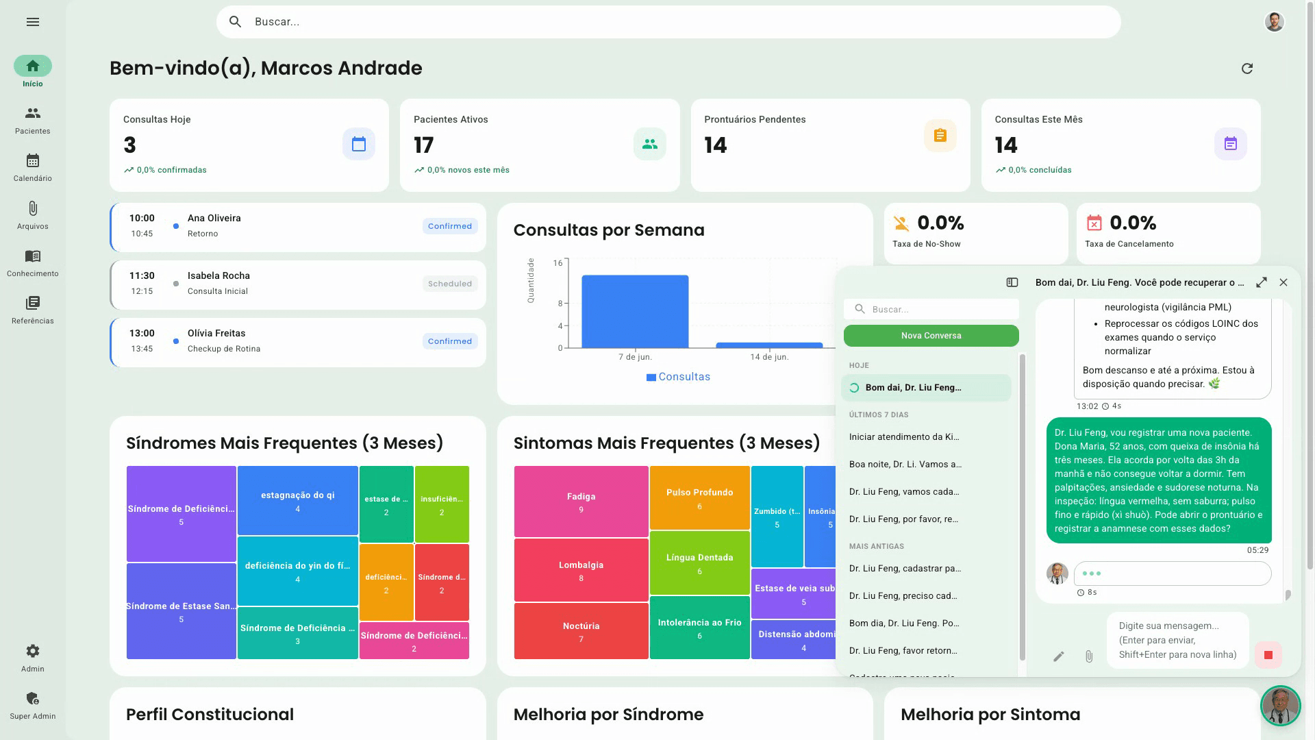 KDoctor dashboard with the electronic medical record — scroll-driven demonstration